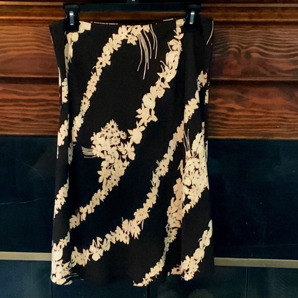 LOFT Brown and Cream Floral Skirt